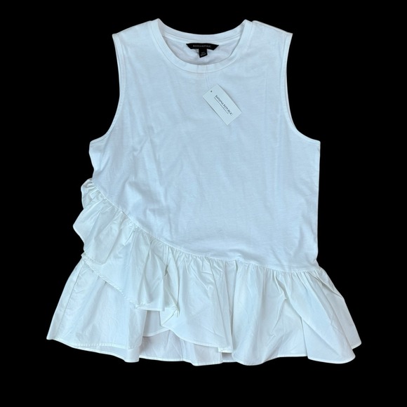 Banana Republic Tops - NWT Banana Republic Ruffle Hem Couture Tee Cotton Poplin Ruffle Sz XS Sleeveless